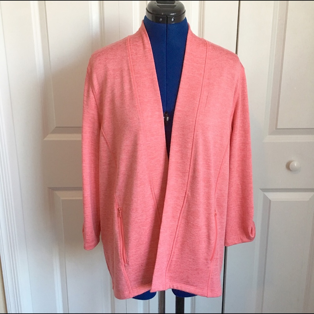 Talbots Open Front Cardigan With Zipper Pockets